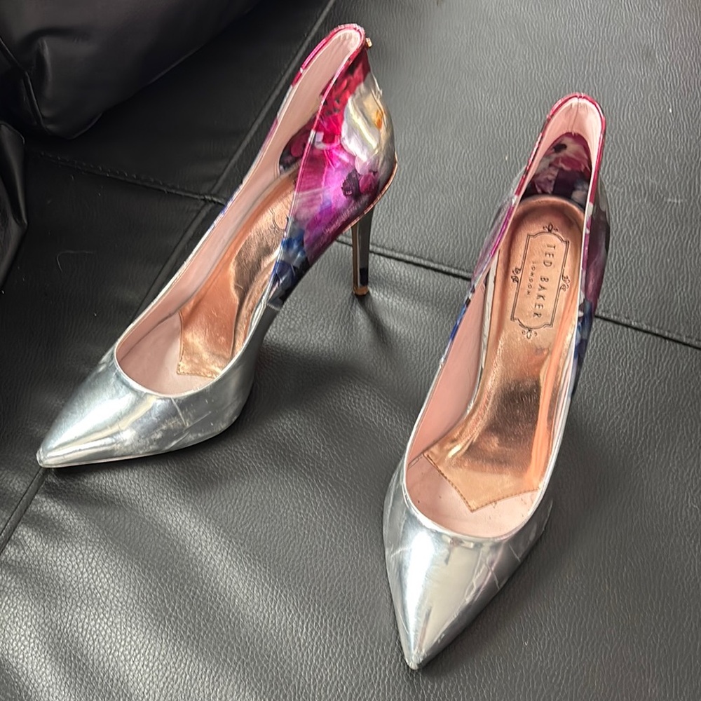 Ted Baker Silver and Pink Stiletto Heels